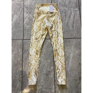 Astoria Activewear Leggings Womens Small Gold White Snake Print High Rise Yoga